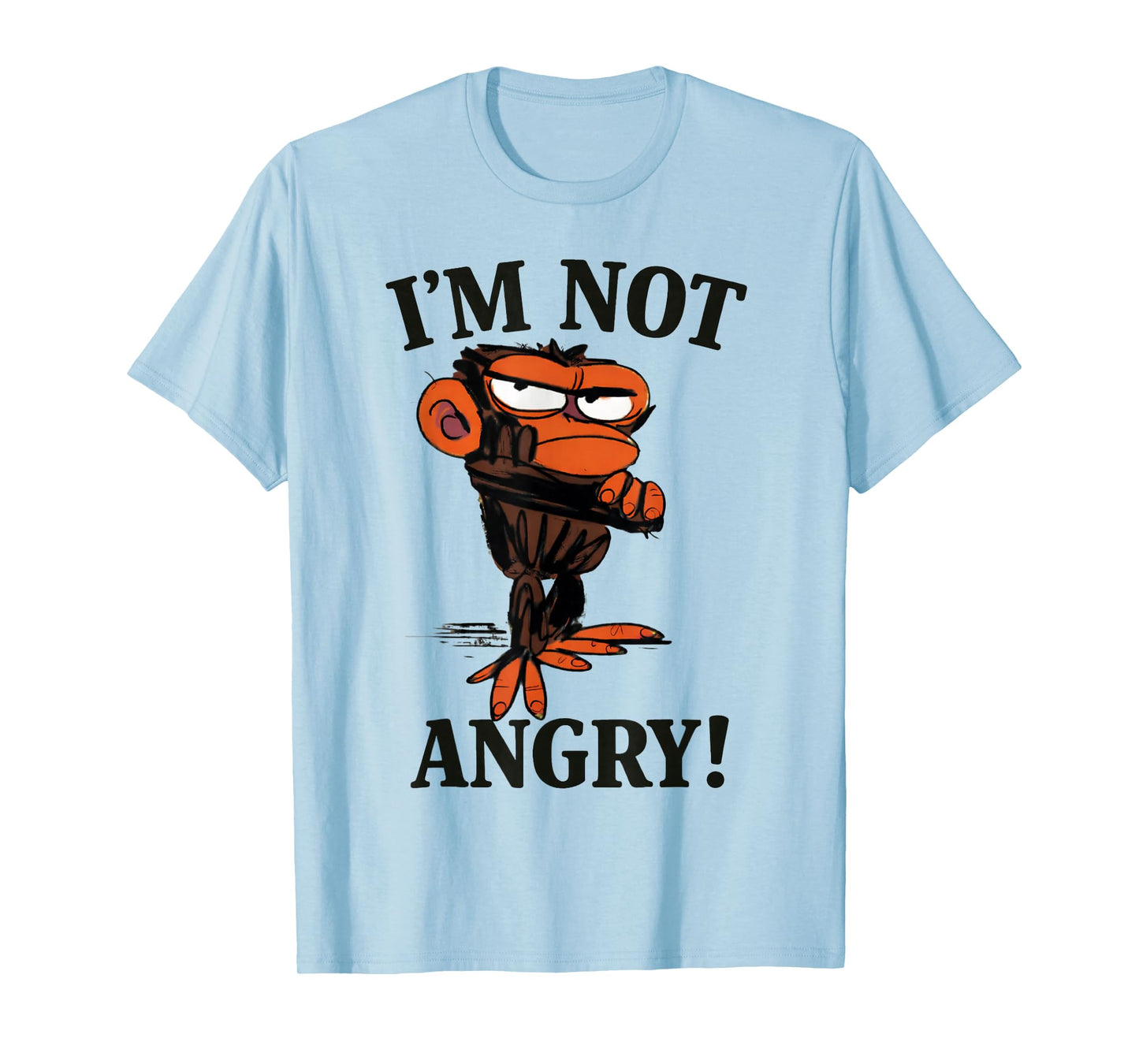 Humor I'm Not Angry Grumpy Funny Monkey Meme T-Shirt