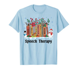 Speech Therapy Christmas Books Speech Language Pathologist T-Shirt
