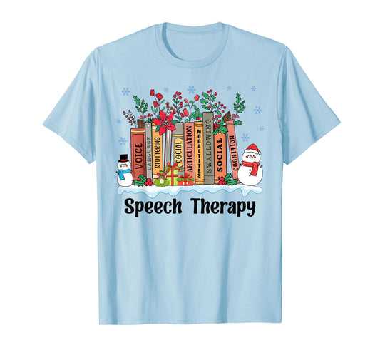 Speech Therapy Christmas Books Speech Language Pathologist T-Shirt