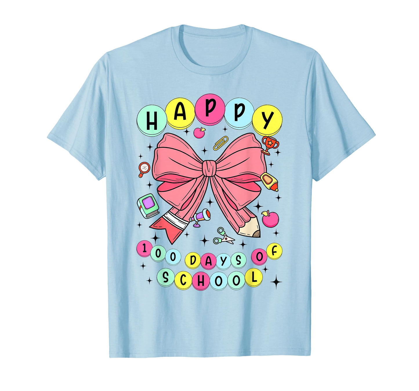 Coquette Bow 100th Day of School 100 Days Pencil Bow Girly T-Shirt