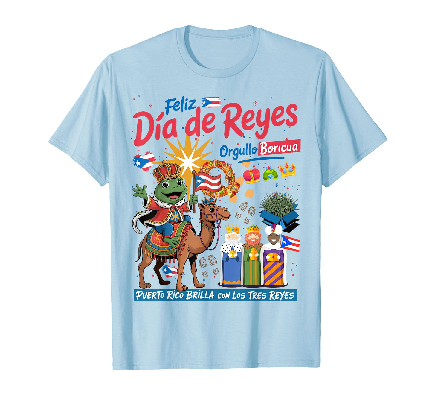Three Kings Day Puerto Rican Women Idea Coqui Frog Boricua T-Shirt