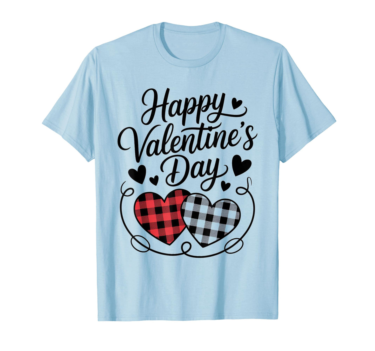Happy Valentines Day Plaid Hearts Cute Love T-Shirt