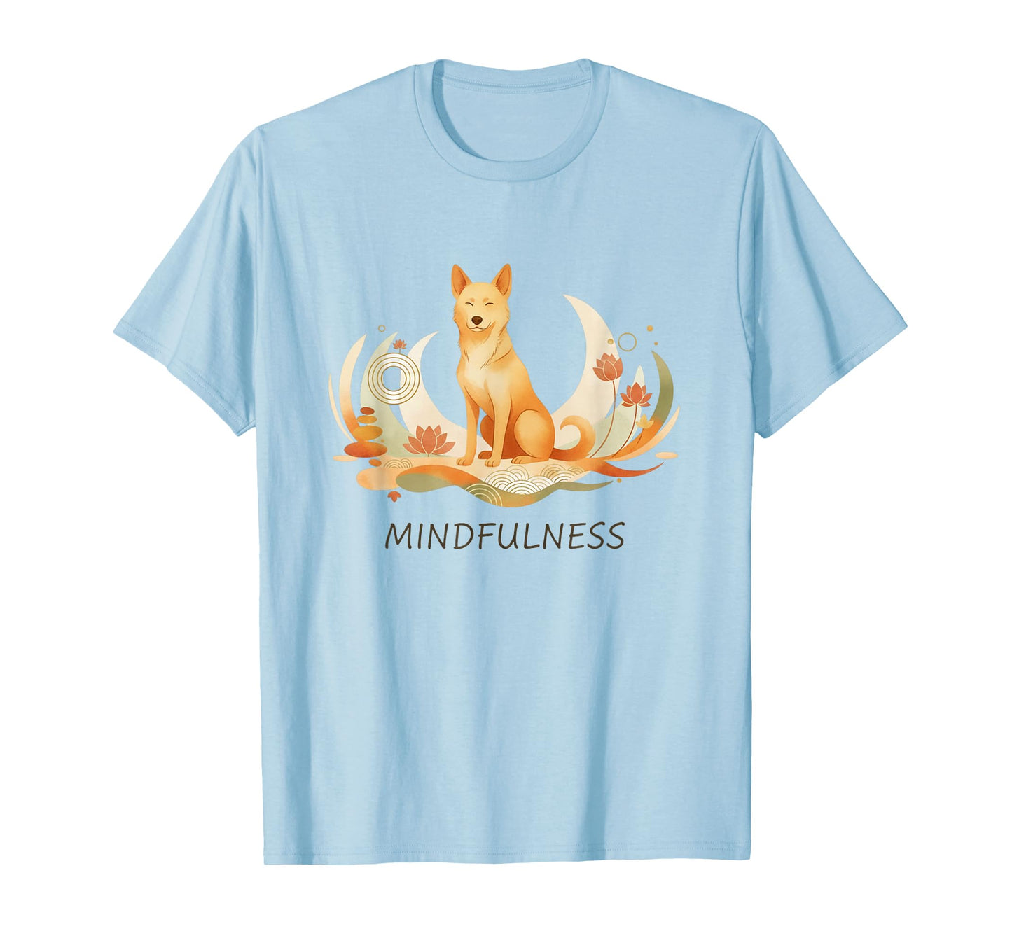 Peace Walking Monk Dog Minimalist Zen Art T-Shirt