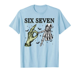 Funny Six Seven 6 7 Meme 67 Skeleton Hand Halloween Costume T-Shirt