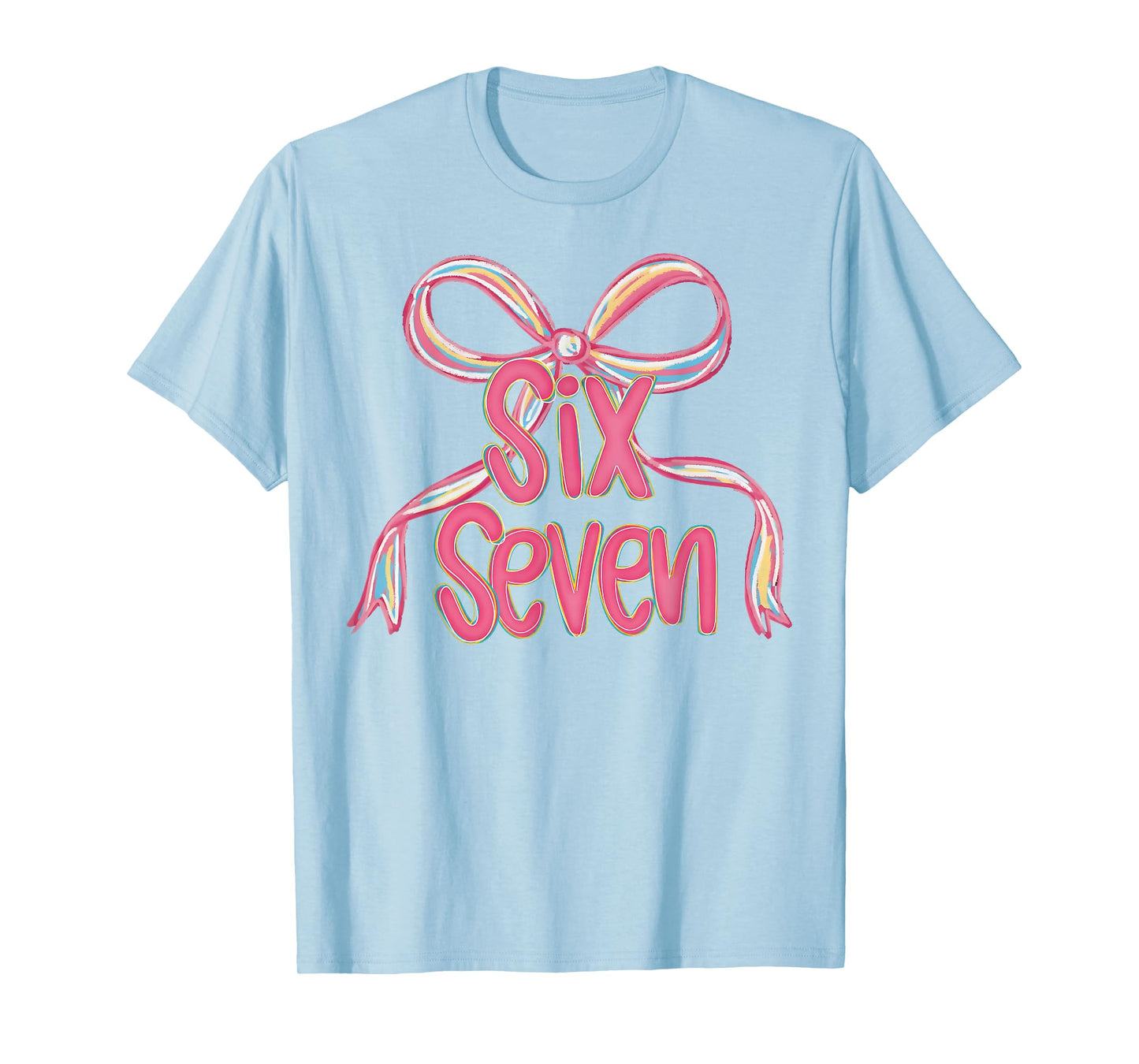 67 Six Seven Coquette Pink Bow Funny 6 7 Meme Girls Kids T-Shirt