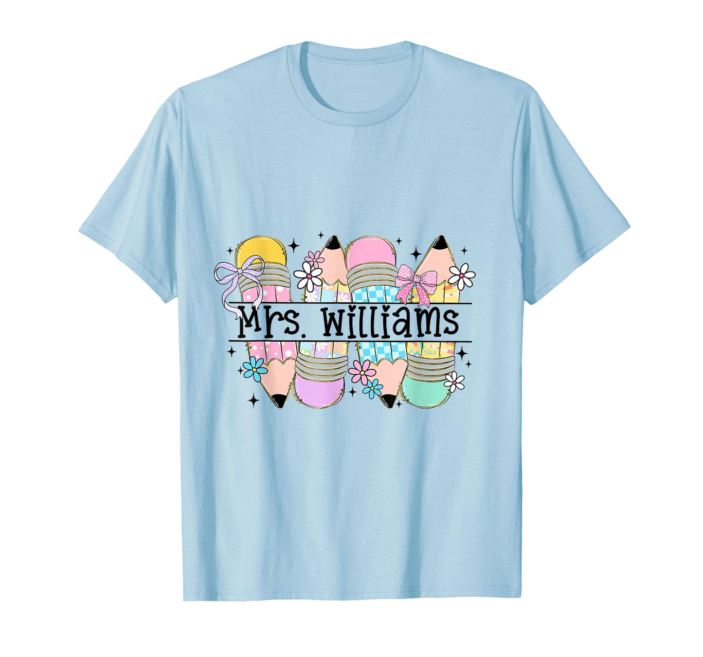 Mrs. Williams Cute Preppy Pencil Coquette Teacher Design T-Shirt