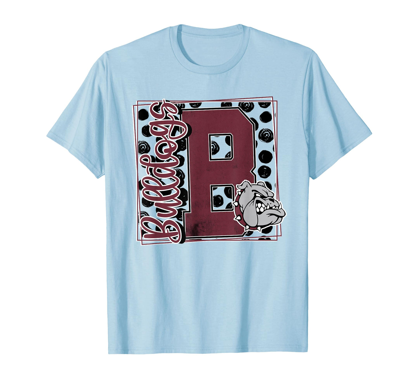 Bulldogs School Spirit Mascot Maroon Bulldog Game Day T-Shirt