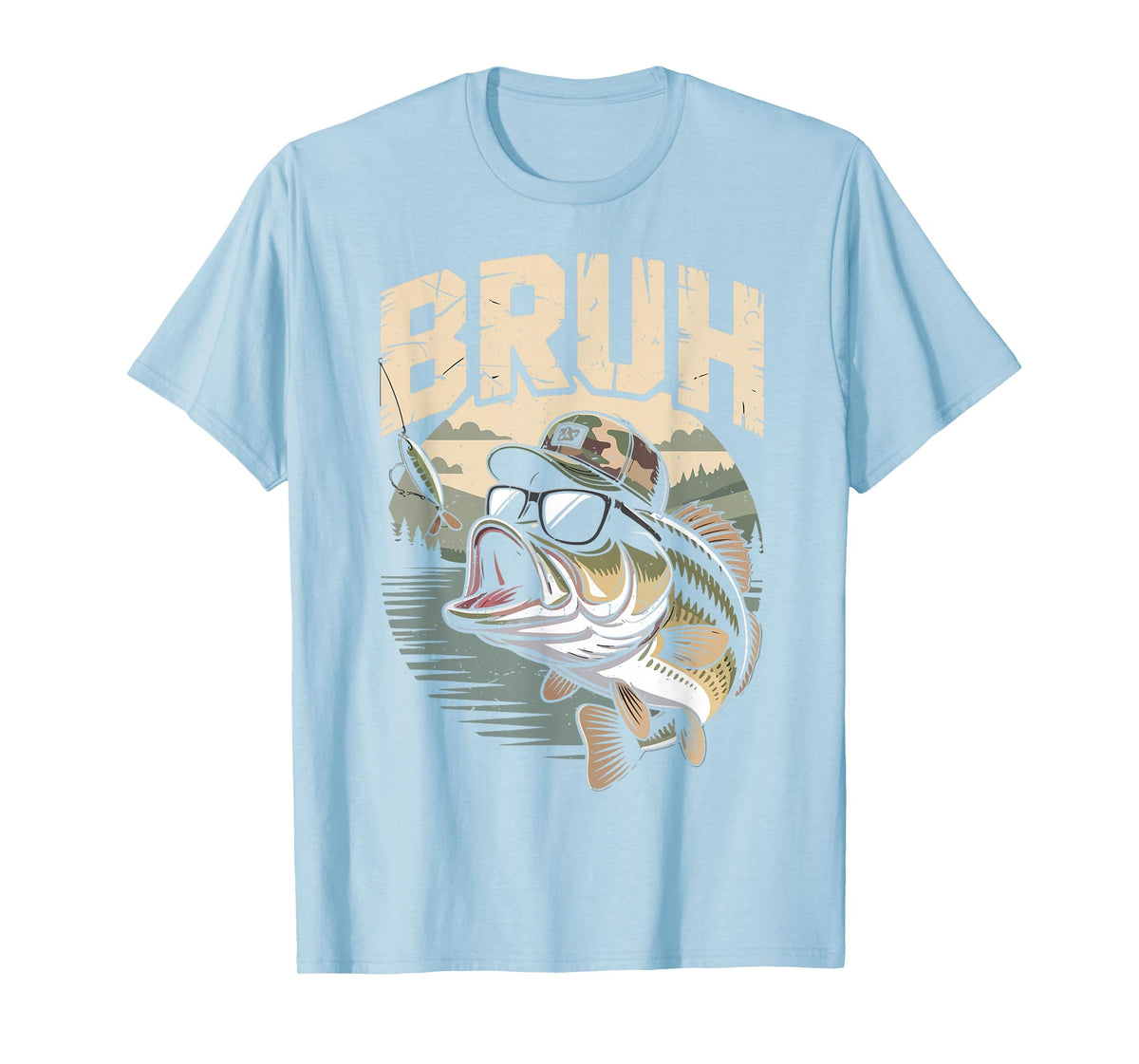 Youth Fishing Camo Bass Fish Bruh Funny Fisherman Toddler T-Shirt