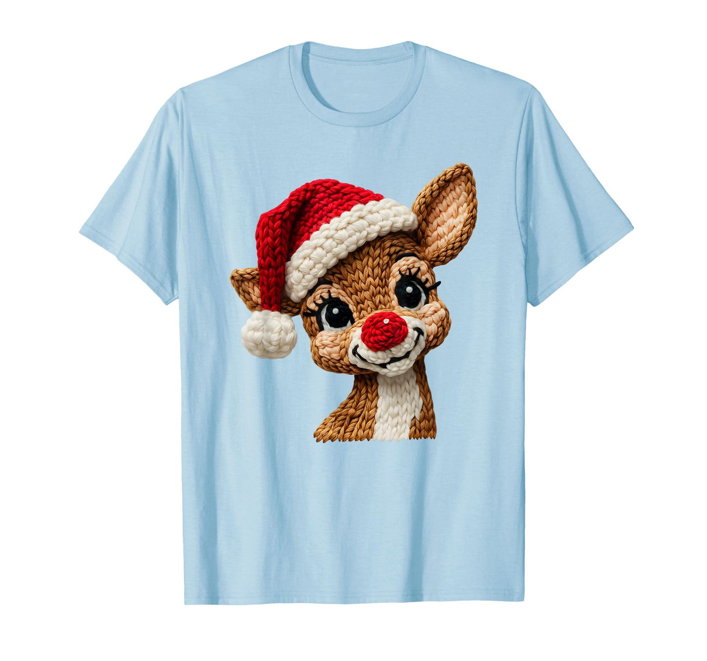 Crochet Reindeer Face Merry Christmas Girly Kids Toddler T-Shirt