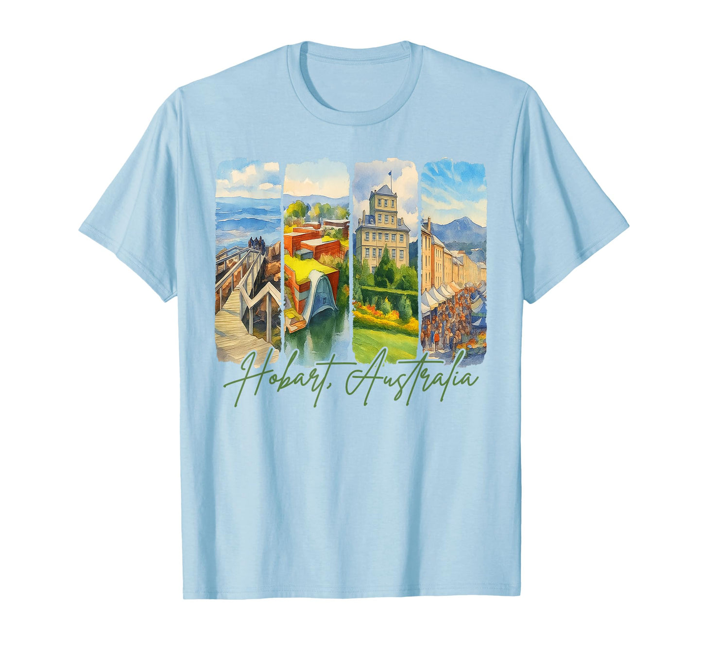 Hobart Australia Traveling Trip Brushstroke Souvenir Vacay T-Shirt