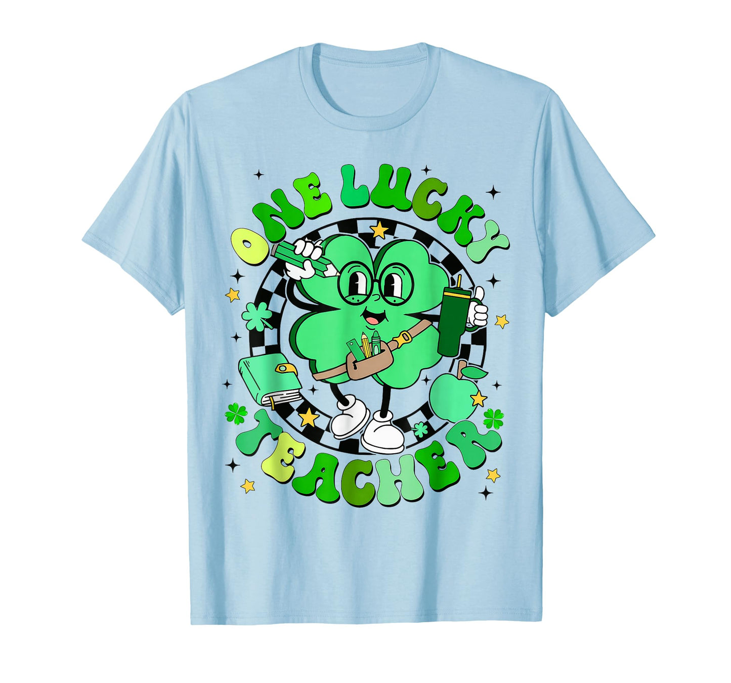 Groovy Shamrock One Lucky Teacher St Patricks Day T-Shirt