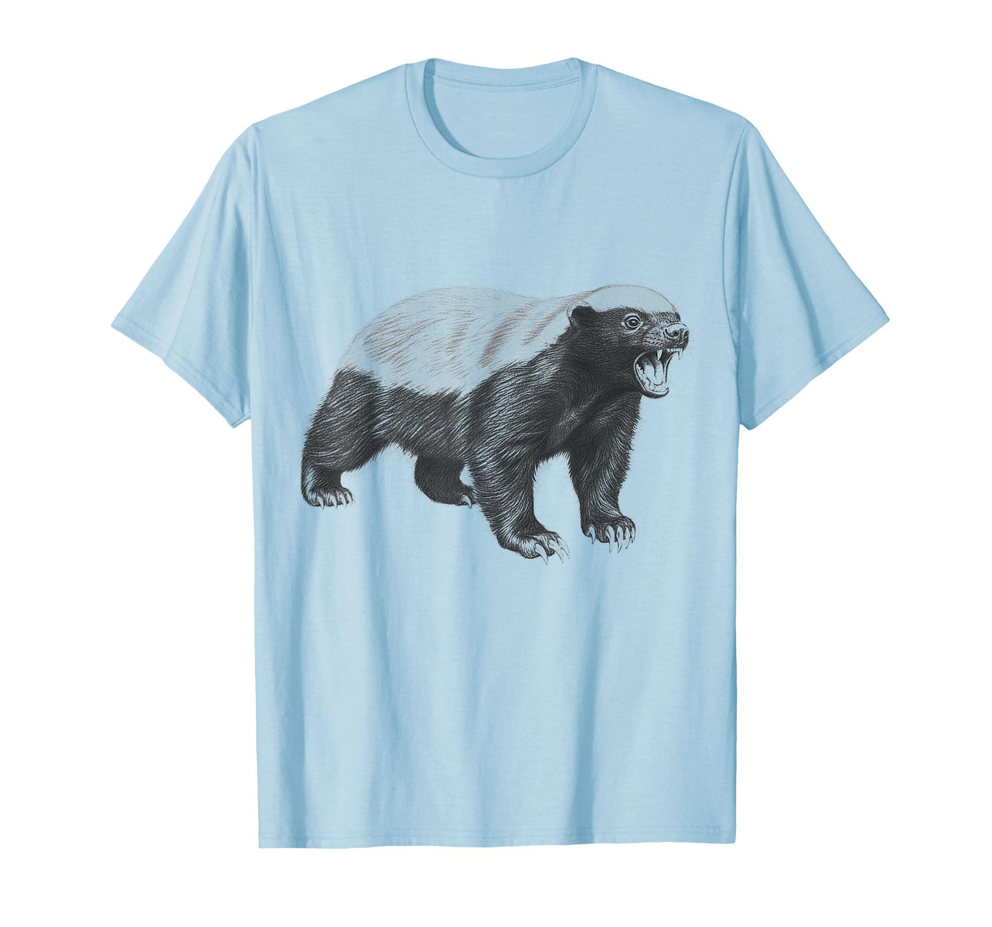 Vintage Honey Badger Drawing Realistic Wildlife Animal Art T-Shirt