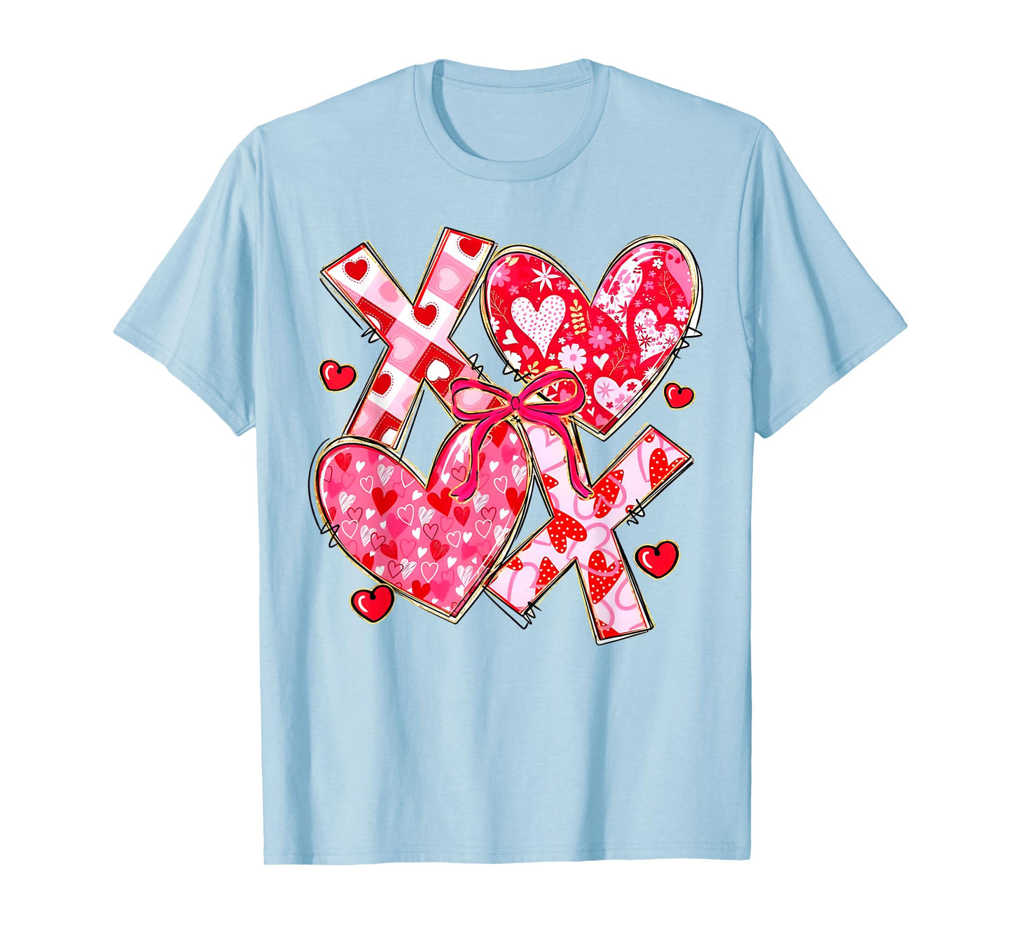 Coquette Valentine XOXO Funny Valentine Bow Hearts Lover T-Shirt