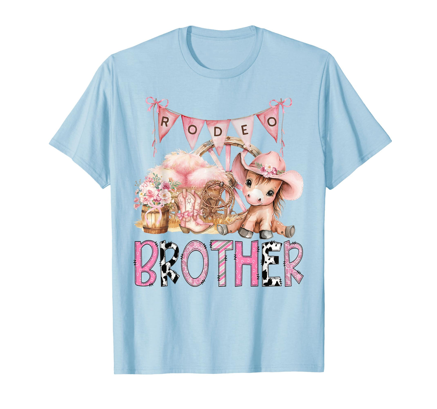 Rodeo Brother Pink Cowgirl Coquette 1St Birthday Girl T-Shirt