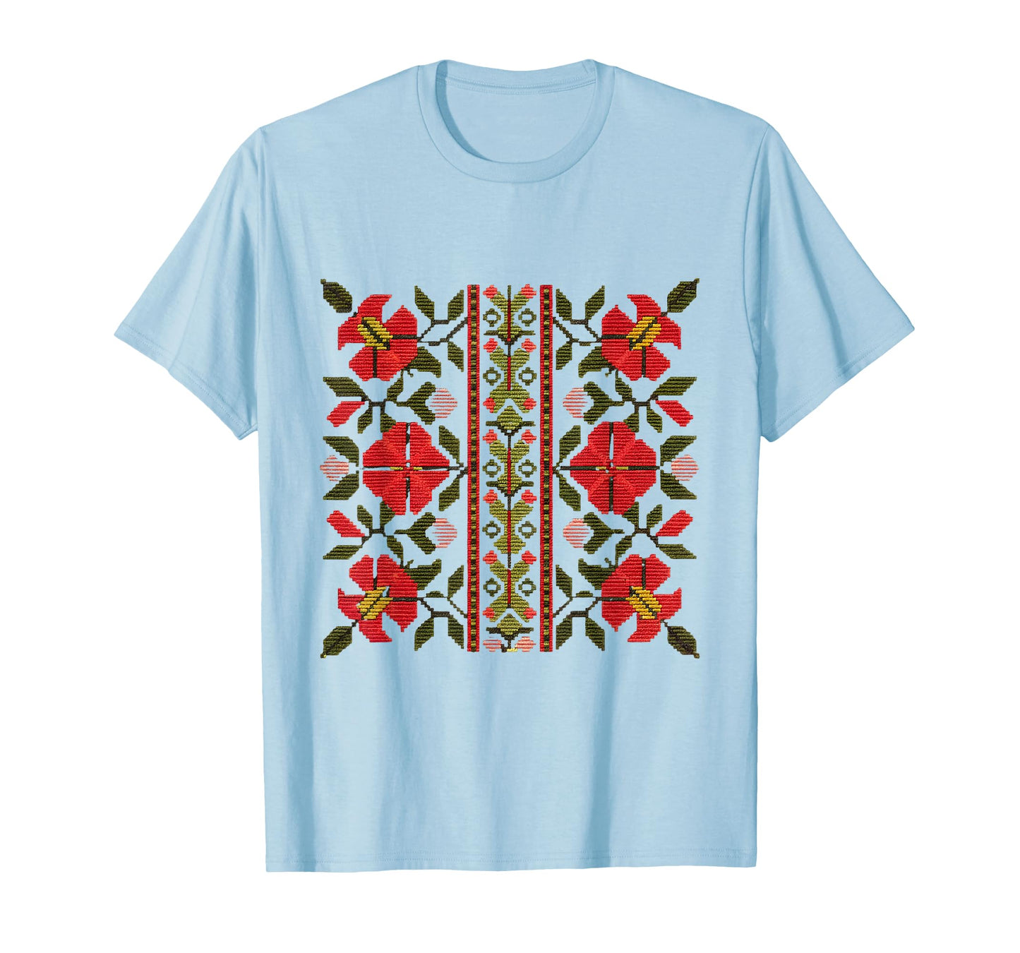 Traditional Bulgarian Shevitsa Floral Pattern T-Shirt