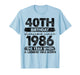 40 Year Old Gifts Vintage 1986 Limited Edition 40th Birthday T-Shirt
