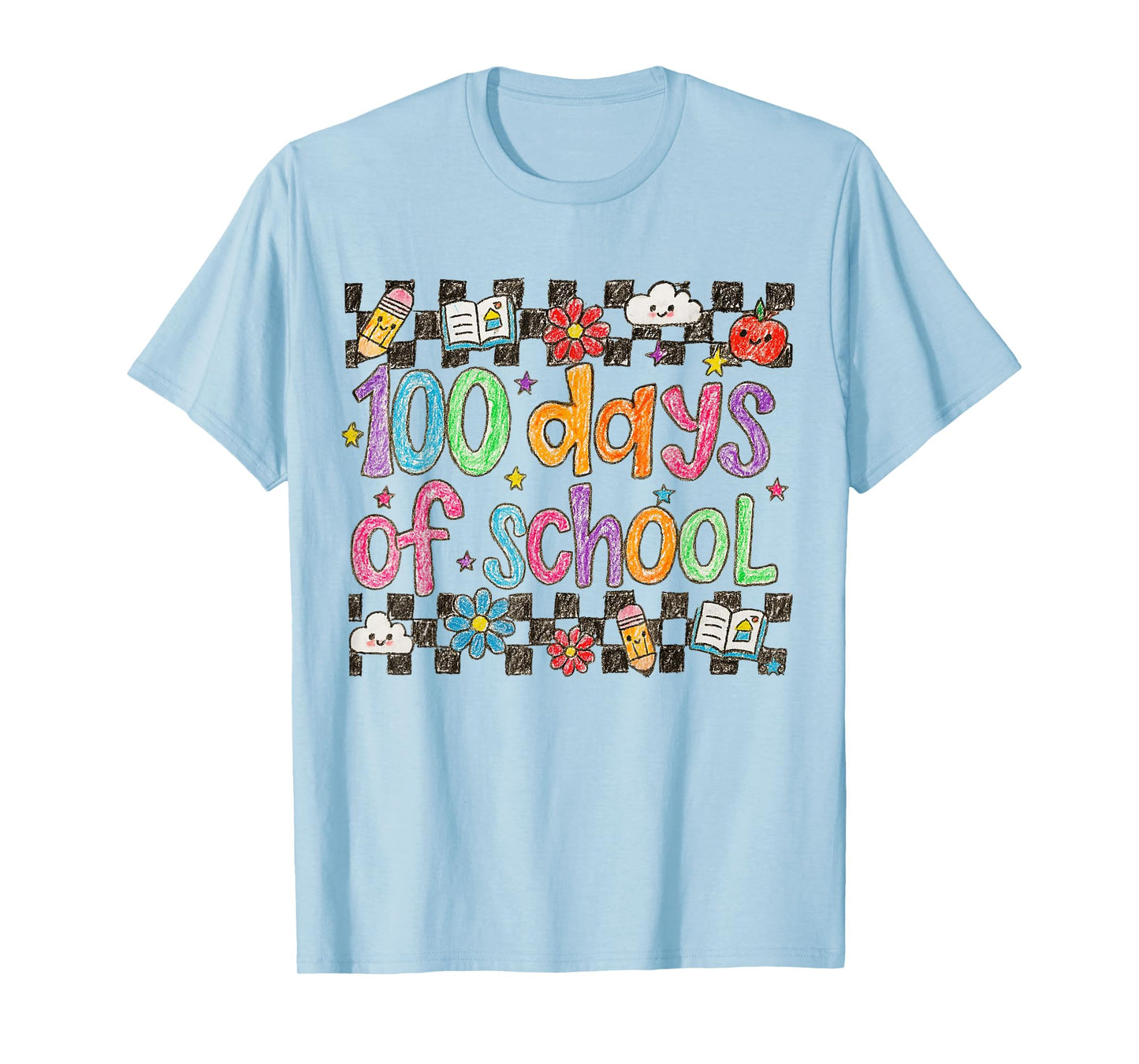 100 Days of School Crayon Handwriting Style Teacher T-Shirt