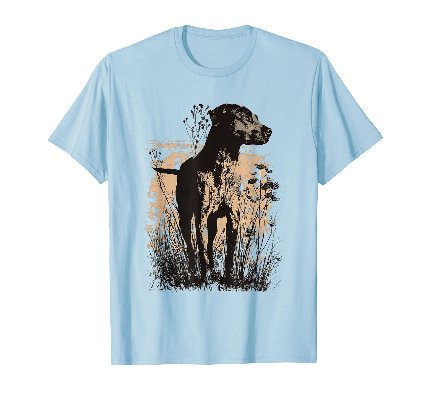 Wild Grass Lab Pit Mix Dog Countryside Art Design T-Shirt