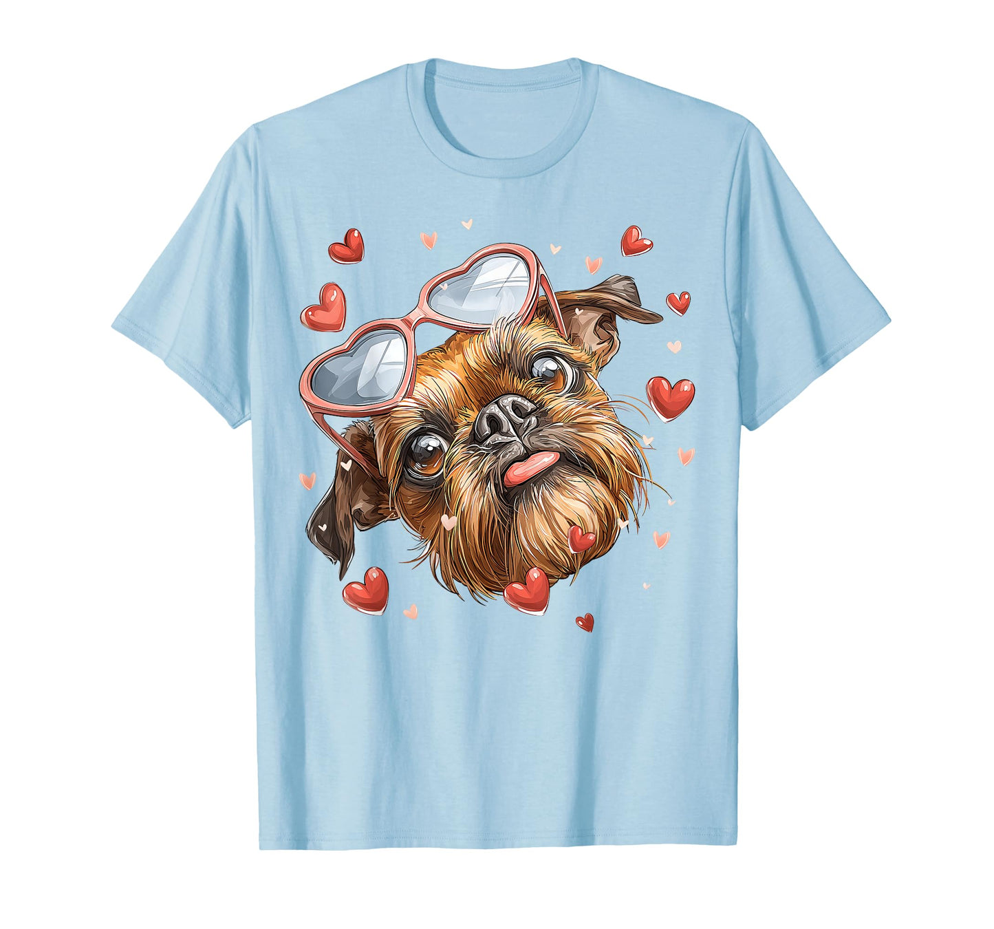 Brussels Griffon Dog Valentine's Day Heart Sunglasses T-Shirt