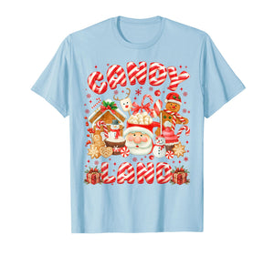 Vintage Candy Cane Land Santa PJs Christmas Xmas Girl Women T-Shirt