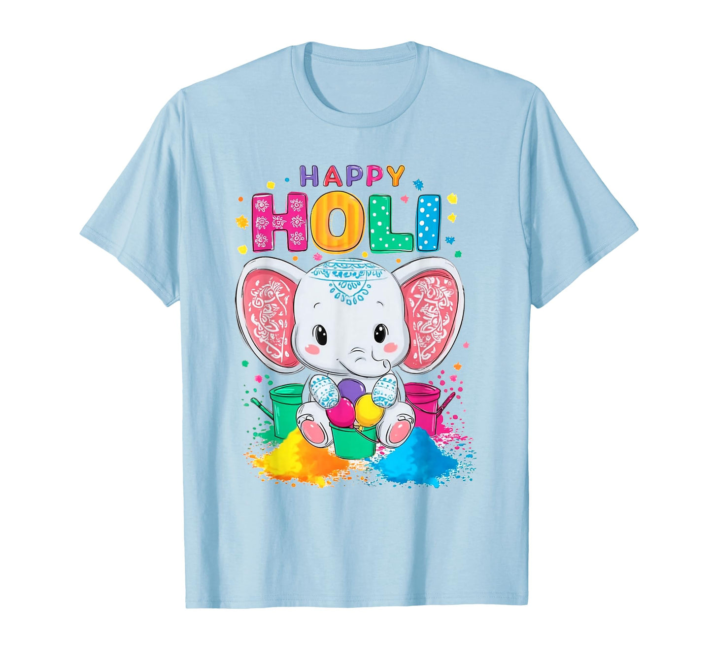 Kids Happy Holi Festival India Color Elephant Hindu Gifts T-Shirt
