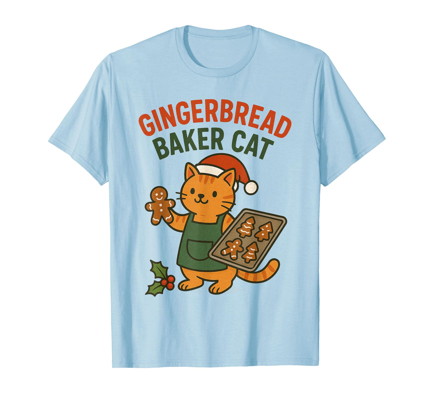 Gingerbread Baker Cat Christmas Cookie Lover T-Shirt