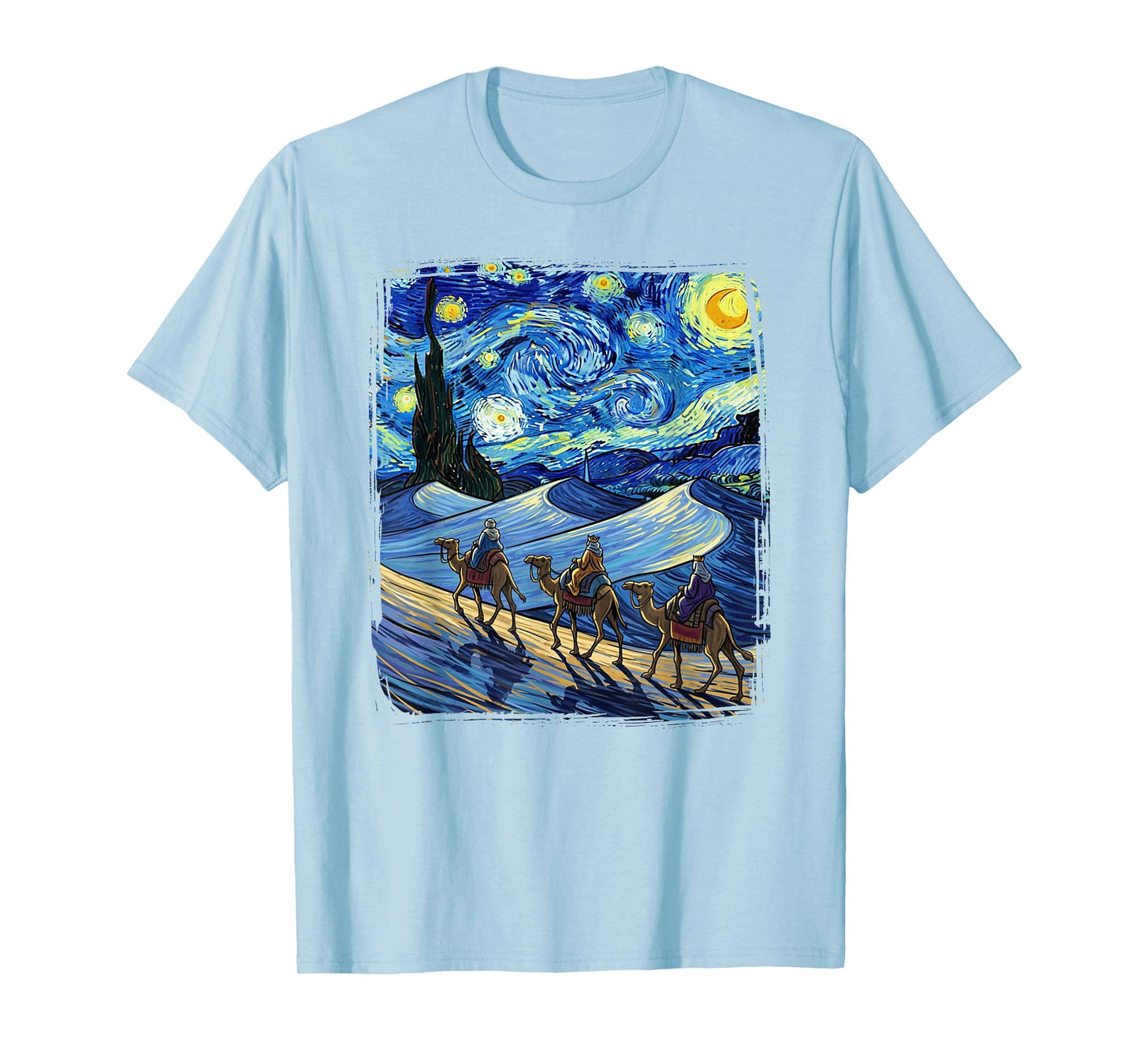 Three Kings Christmas Wise Men Holiday Van Gogh Starry Night T-Shirt