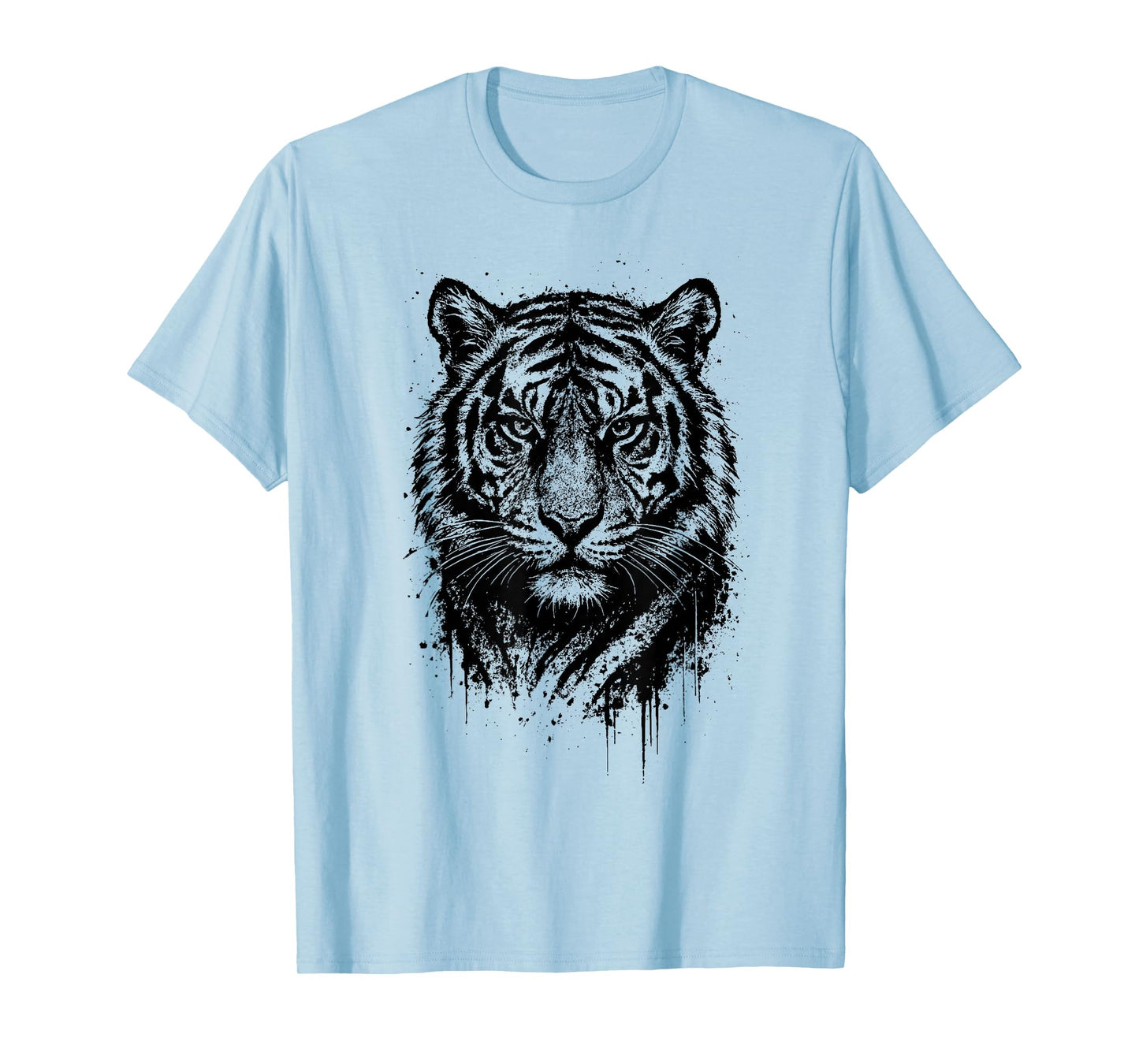 Tiger Ink Art Grunge Aesthetic Jungle Predator Portrait T-Shirt