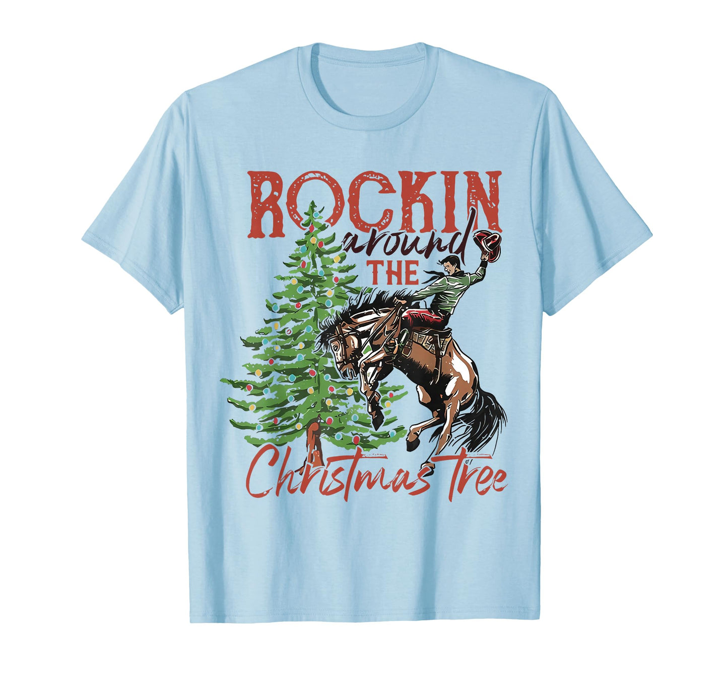 Rocking Around The Christmas Tree Santa Rock and Roll Guitar T-Shirt