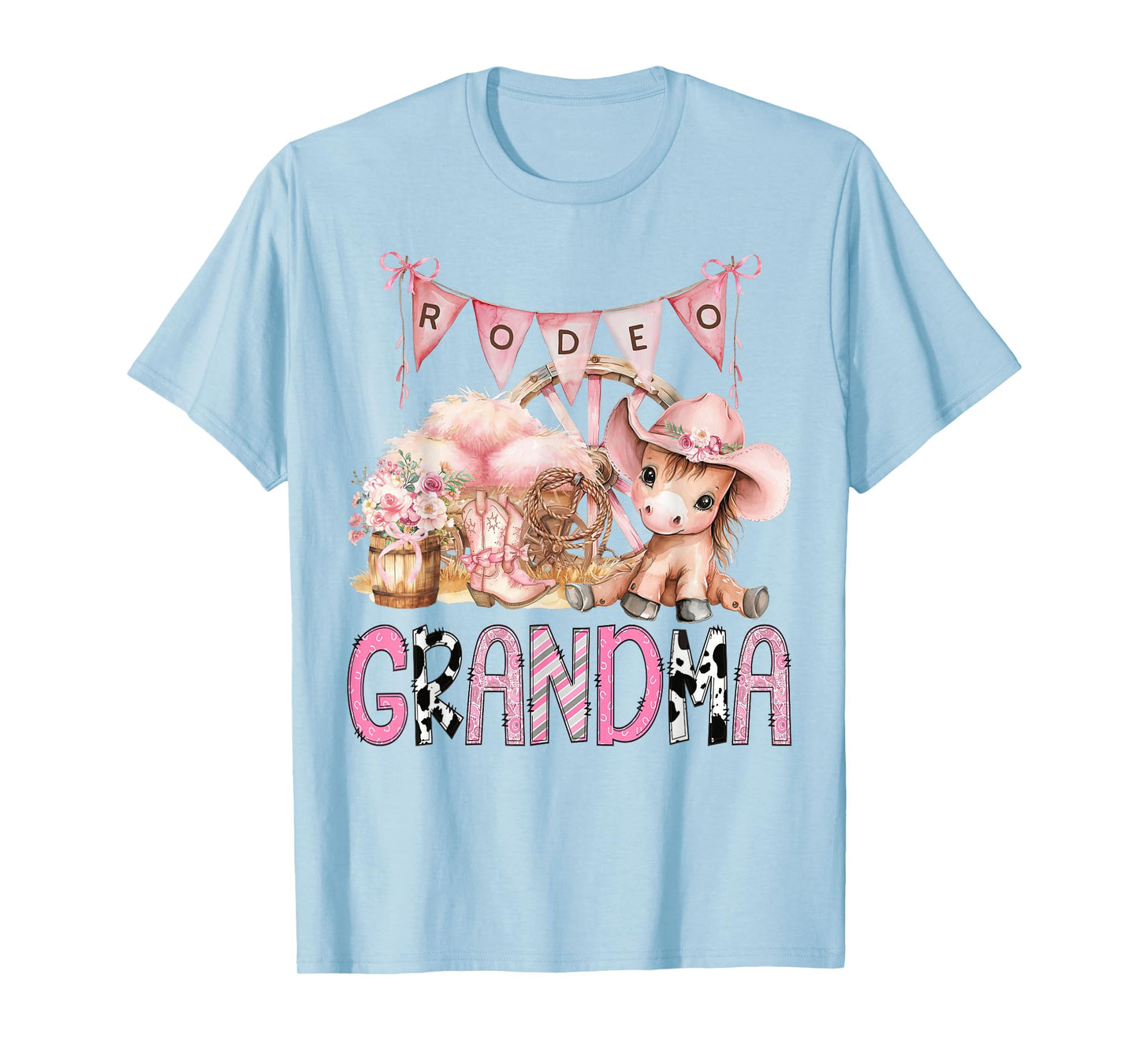 Rodeo Grandma Pink Cowgirl Coquette 1St Birthday Girl T-Shirt