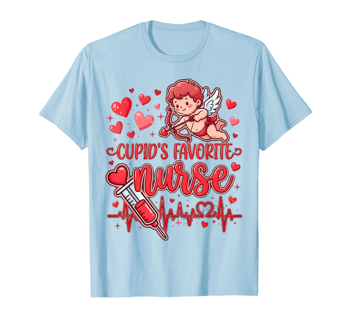 Cute Cupid’s Favorite Nurse Valentine Nursing Hearts Nurses T-Shirt