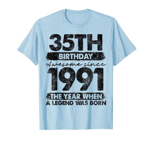 35 Year Old Gifts Vintage 1991 Limited Edition 35th Birthday T-Shirt