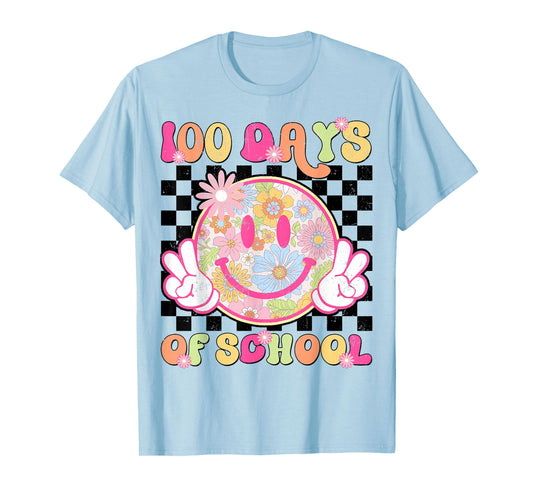 100th Day of School Floral Teacher Girl Kid 100 Days Retro T-Shirt