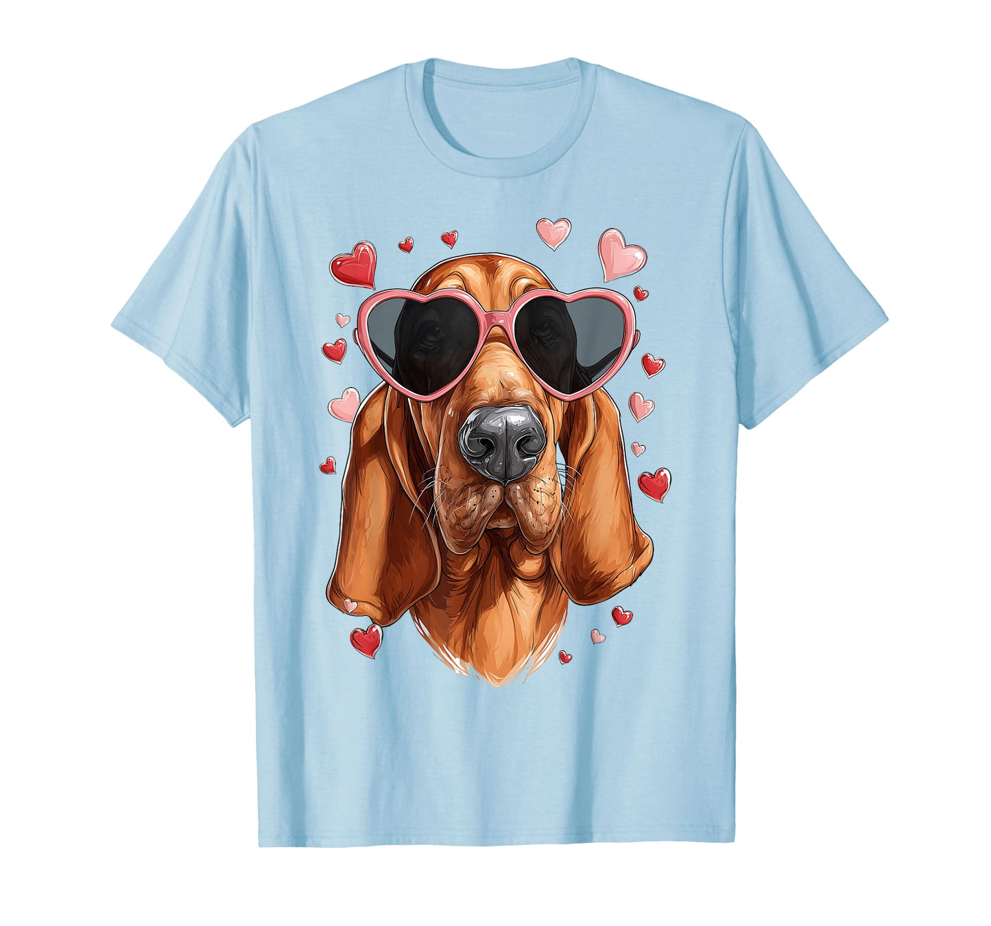 Bloodhound Dog Valentine's Day Heart Sunglasses T-Shirt