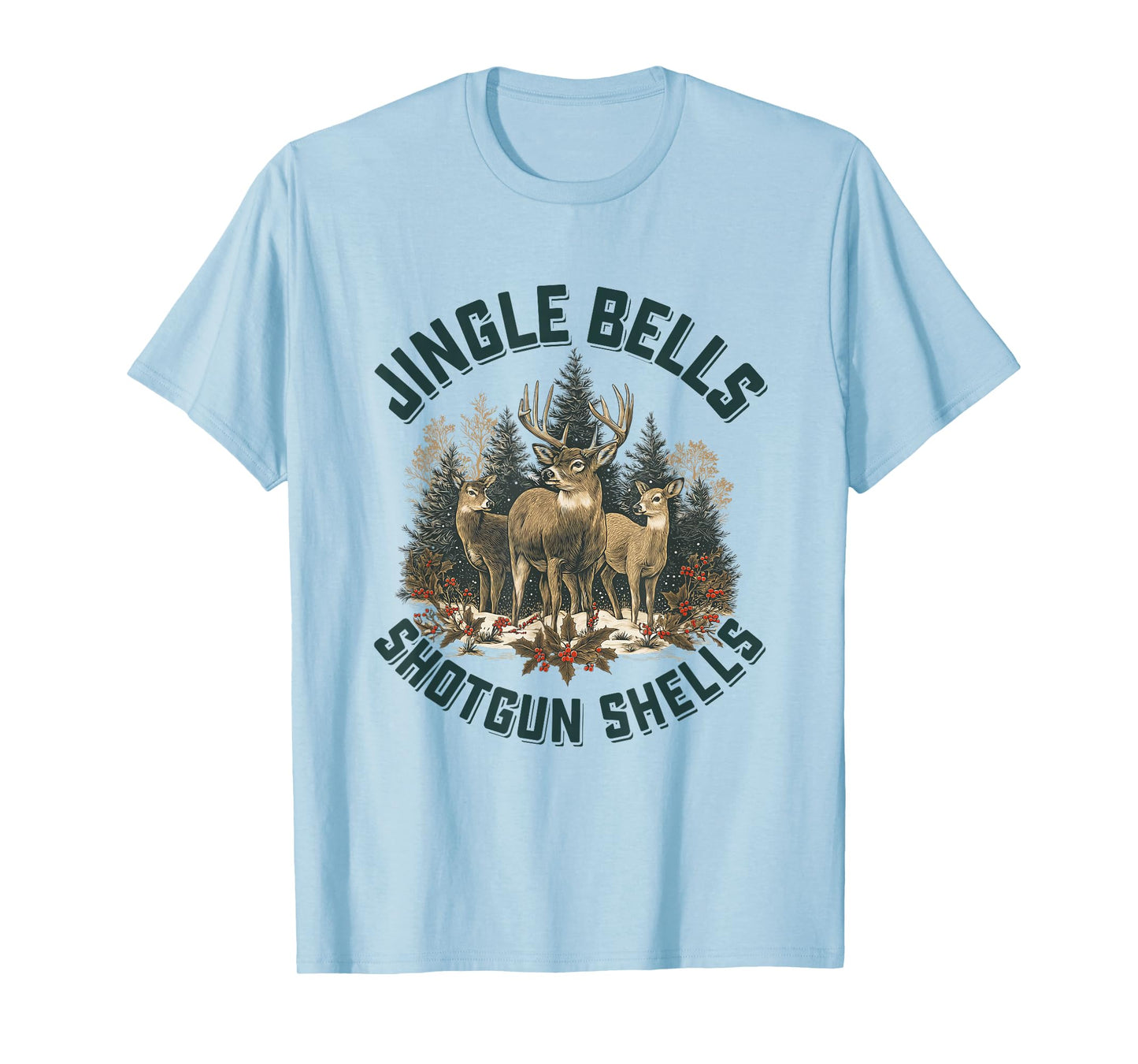 Jingle Bells Shotgun Shells Vintage Deer Hunting Christmas T-Shirt