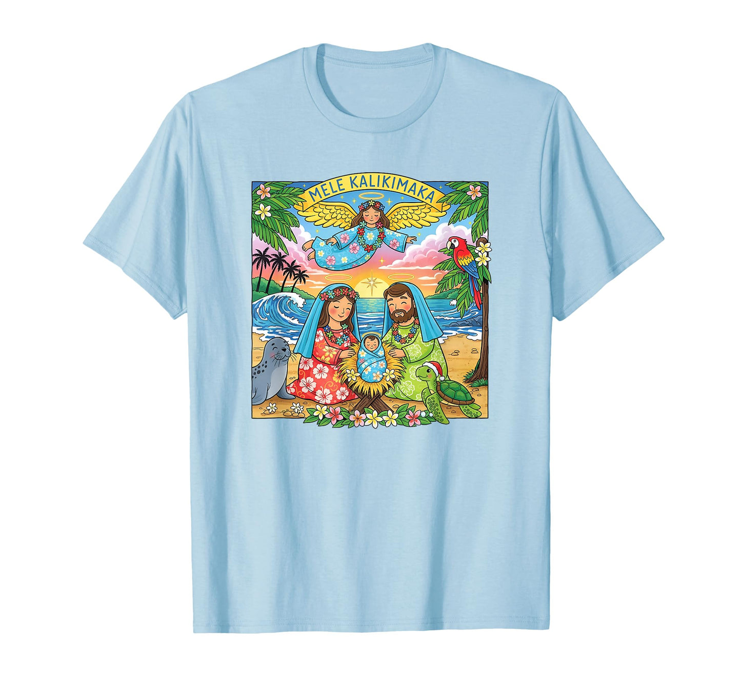 Hawaiian Christmas Nativity Mele Kalikimaka Christian T-Shirt