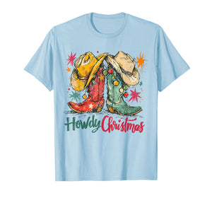 Howdy Christmas Western Cowgirl Boots Retro Country Holiday T-Shirt