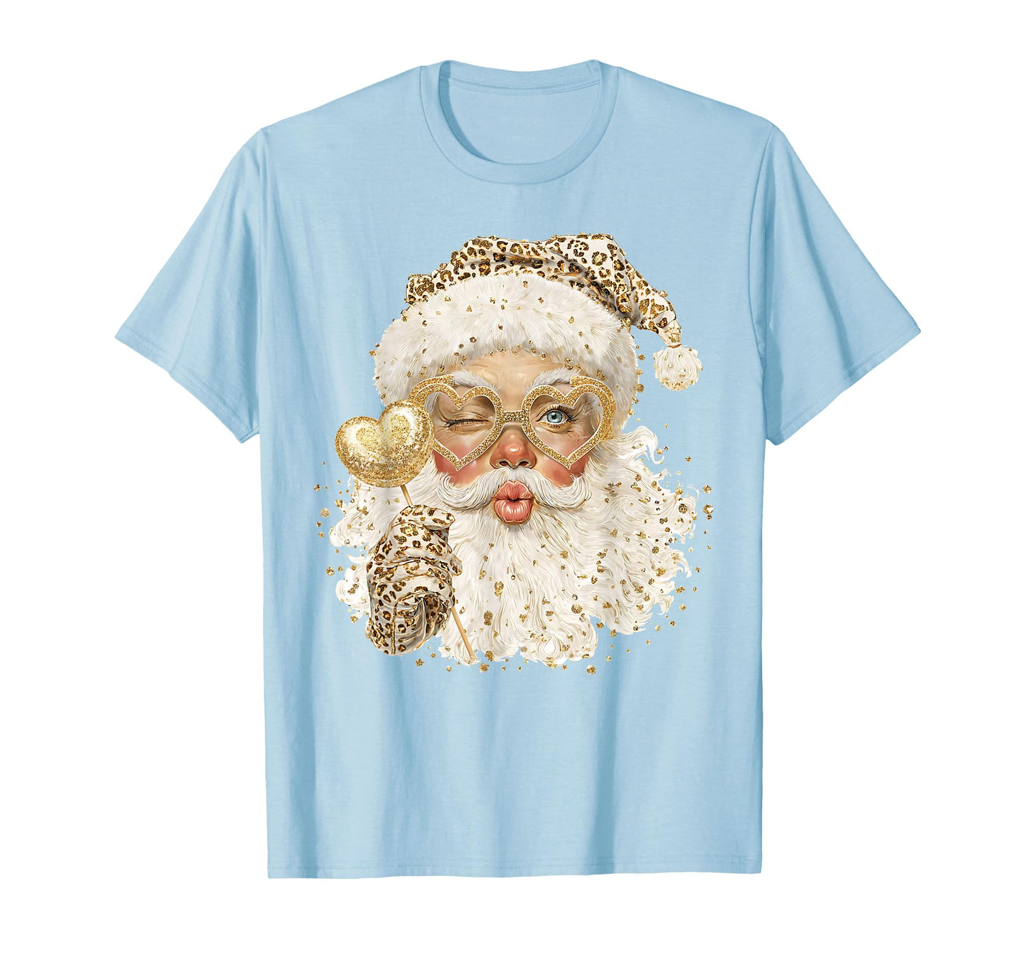 Cute Leopard Santa Claus Merry Christmas 2026 Preppy Family T-Shirt