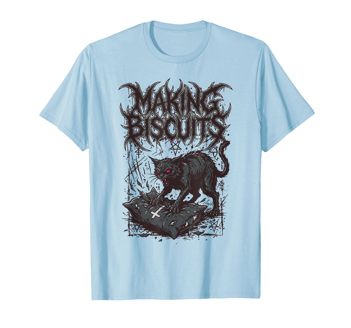 Death Metal Cat Making Biscuits Funny Heavy Metal T-Shirt