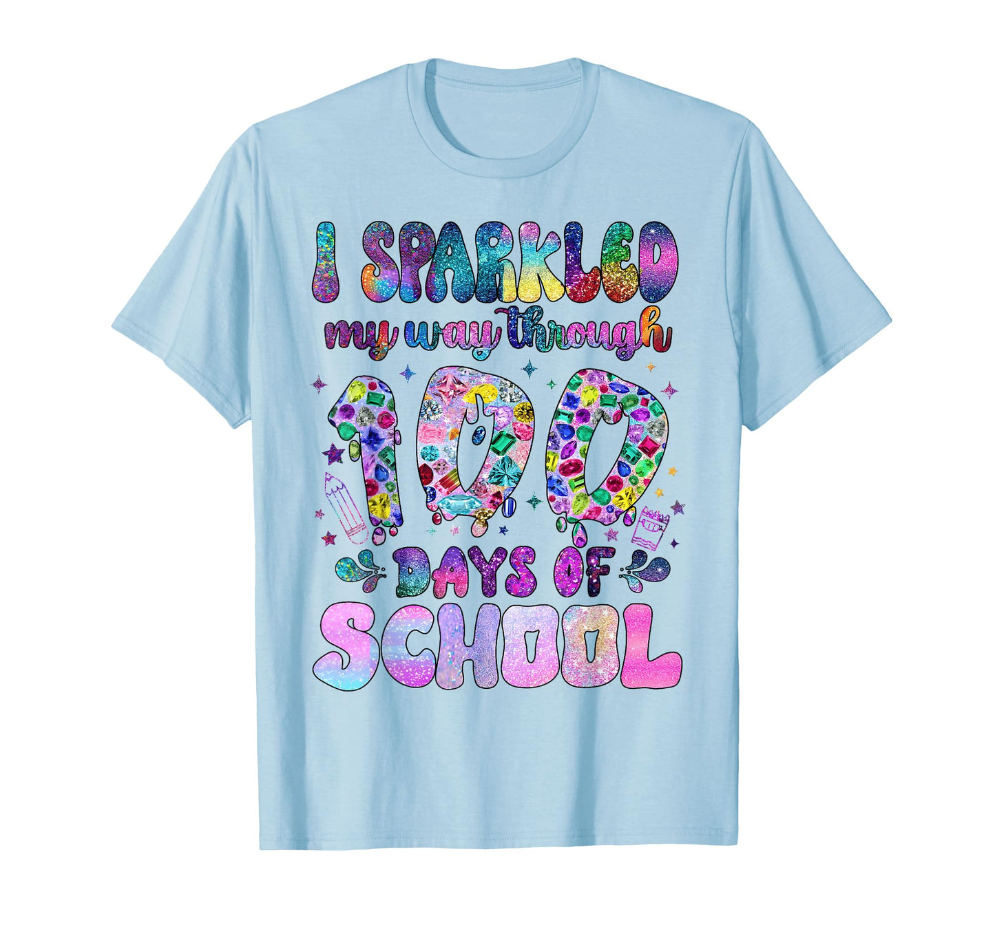 I Sparkled My Way Through 100 Days of School Girl Teacher T-Shirt