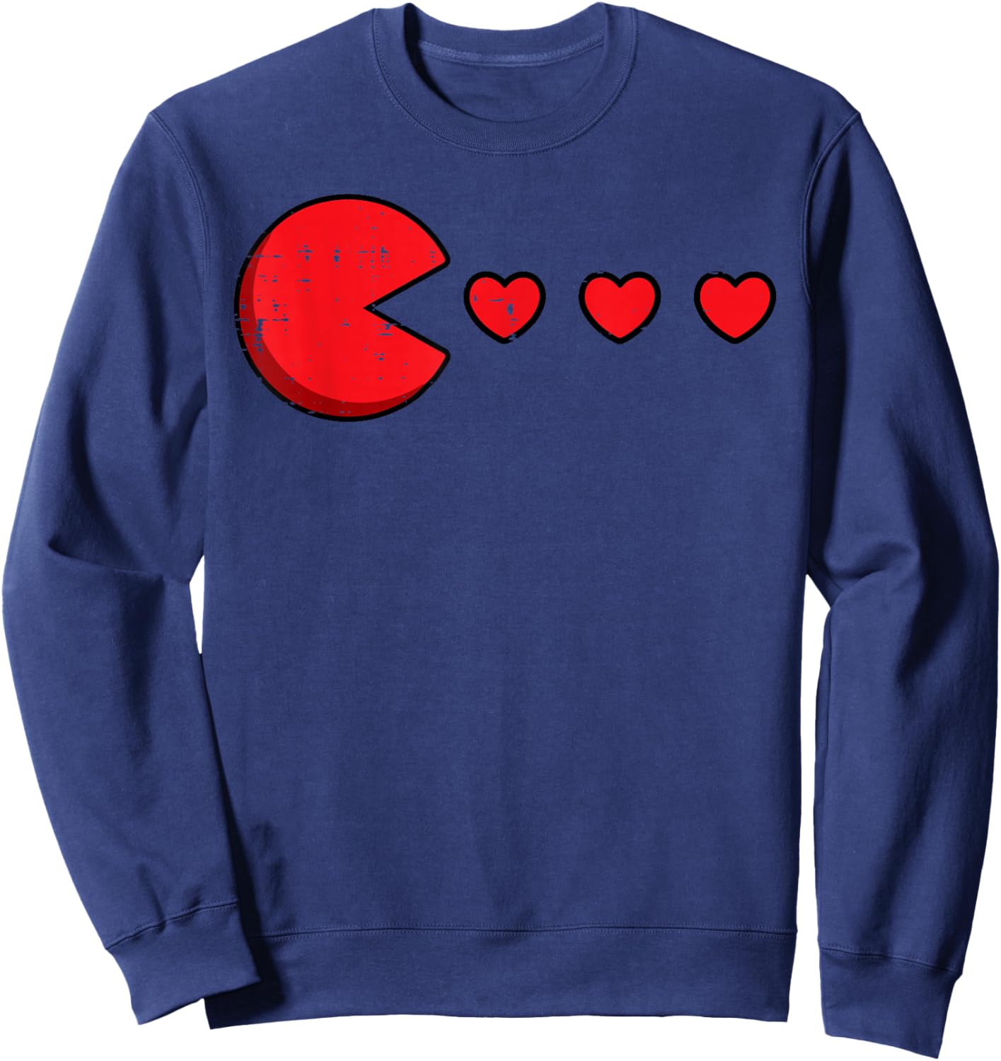 Valentines Day Retro Game Eating Hearts Gaming Boys Kids Men Sweatshirt - Sweatshirt | Navy