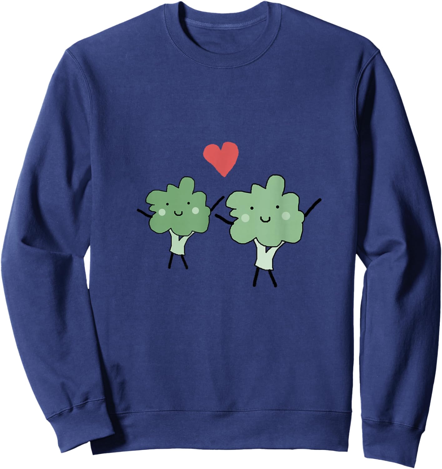 Valentine Broccoli Heart Love Fun Sweatshirt - Sweatshirt | Navy