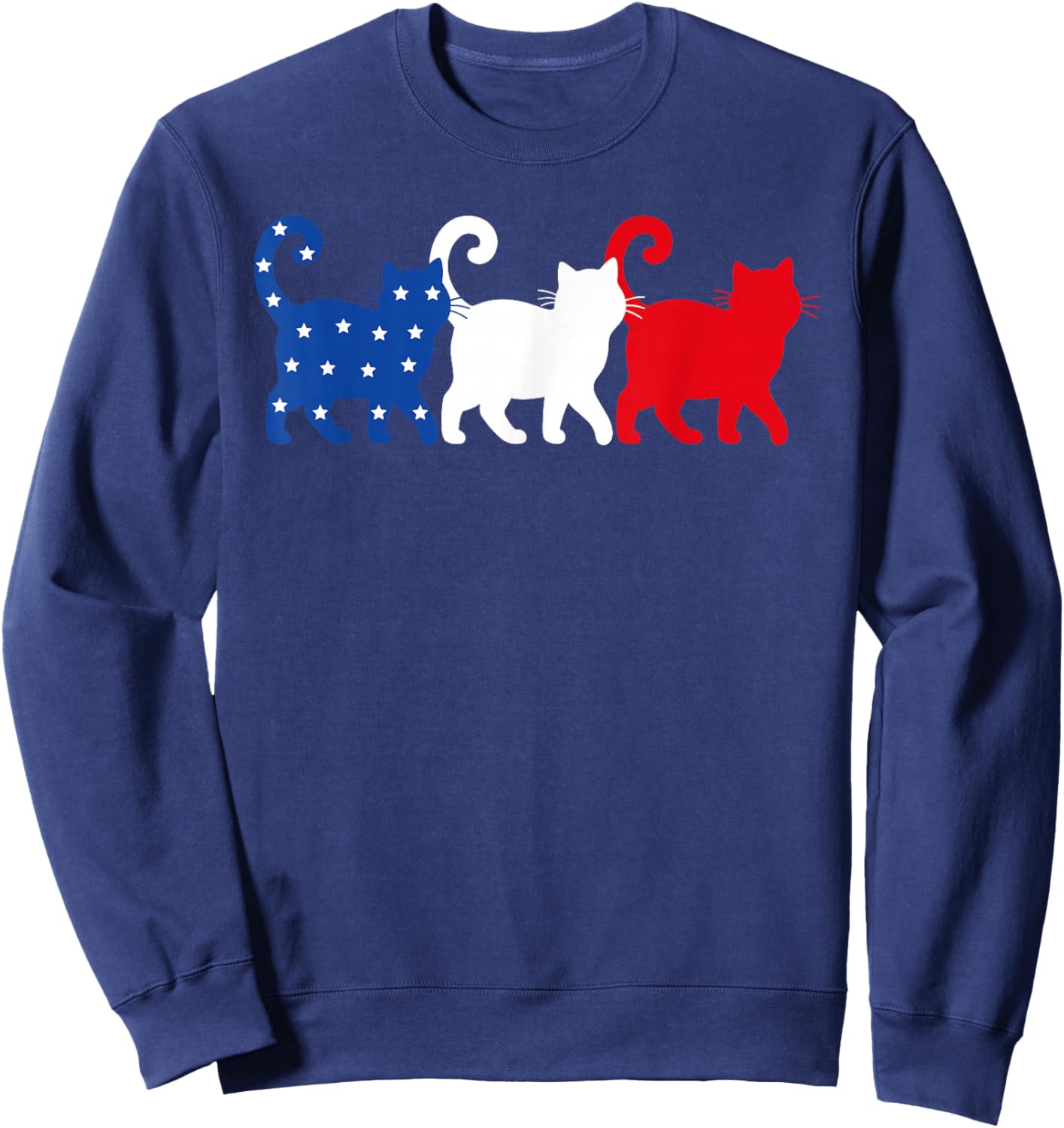 USA Flag Cats 4th of July Men Women Kids Funny Patriotic Sweatshirt - Sweatshirt | Navy