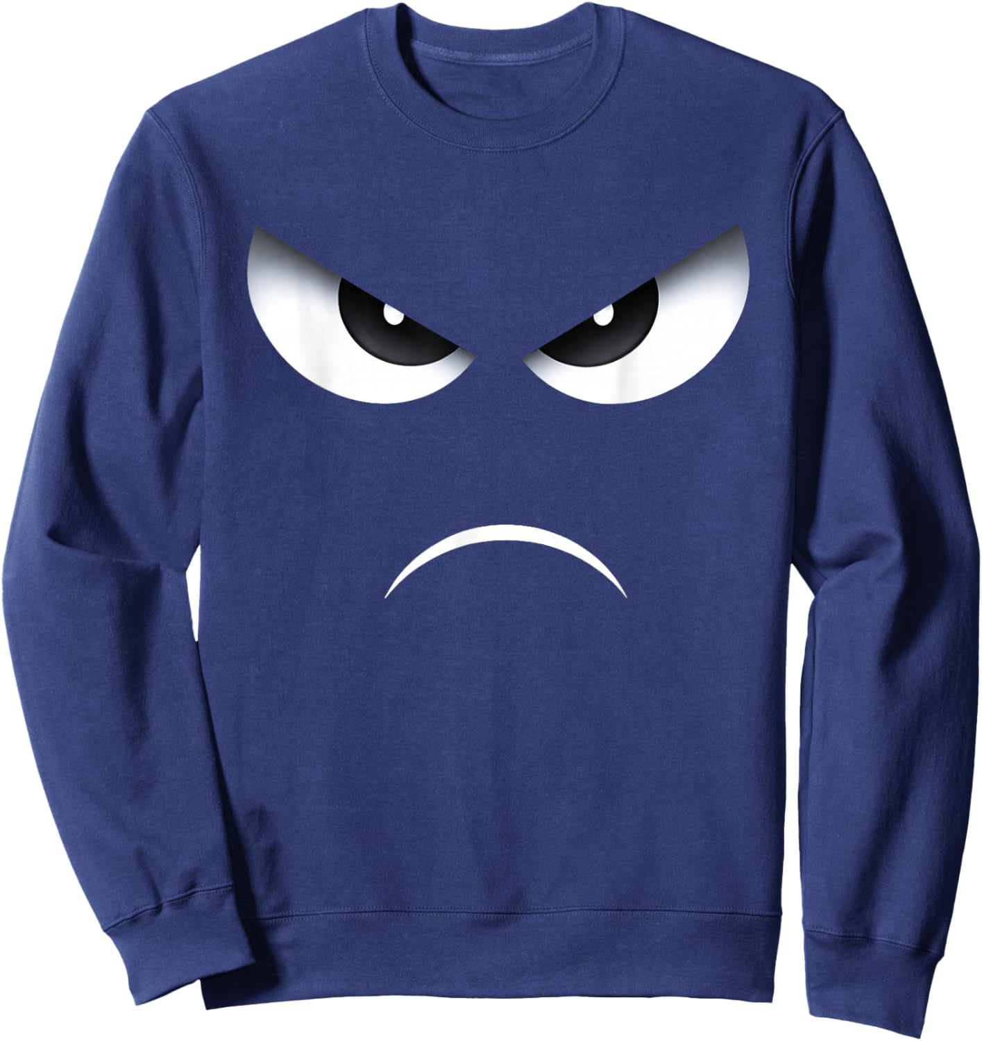 Angry Eyes and Frown Face Minimal Graphic Sweatshirt - Sweatshirt | Navy
