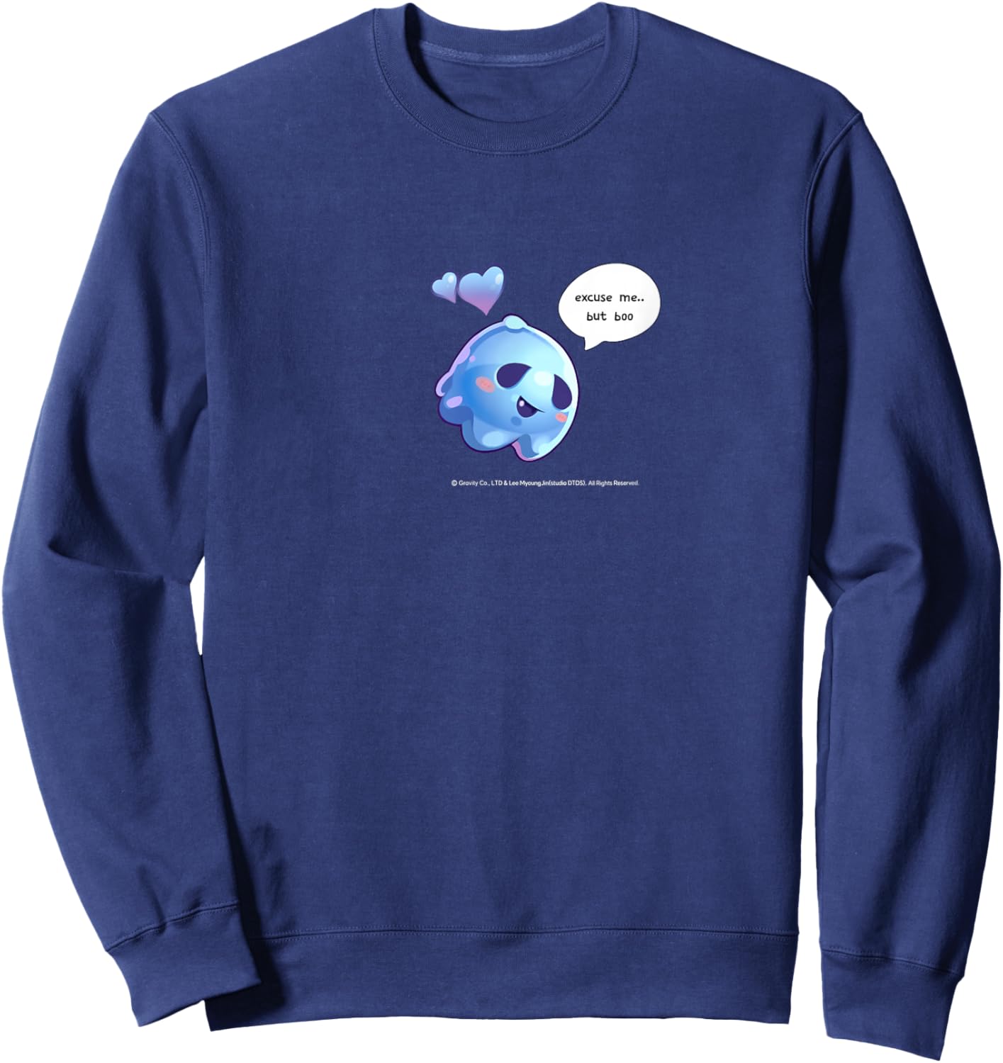 [2025 Halloween] Ragnarok Blue Poring with Heart Sweatshirt - Sweatshirt | Navy