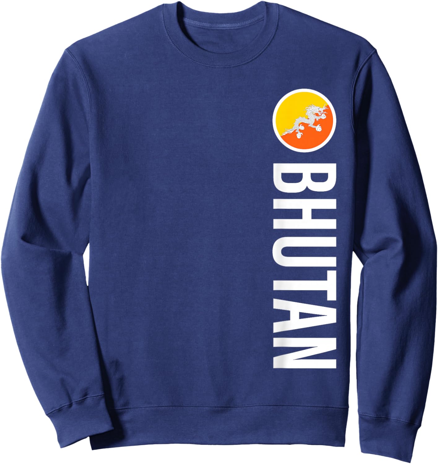 Bhutan Flag Vertical Sweatshirt - Sweatshirt | Navy