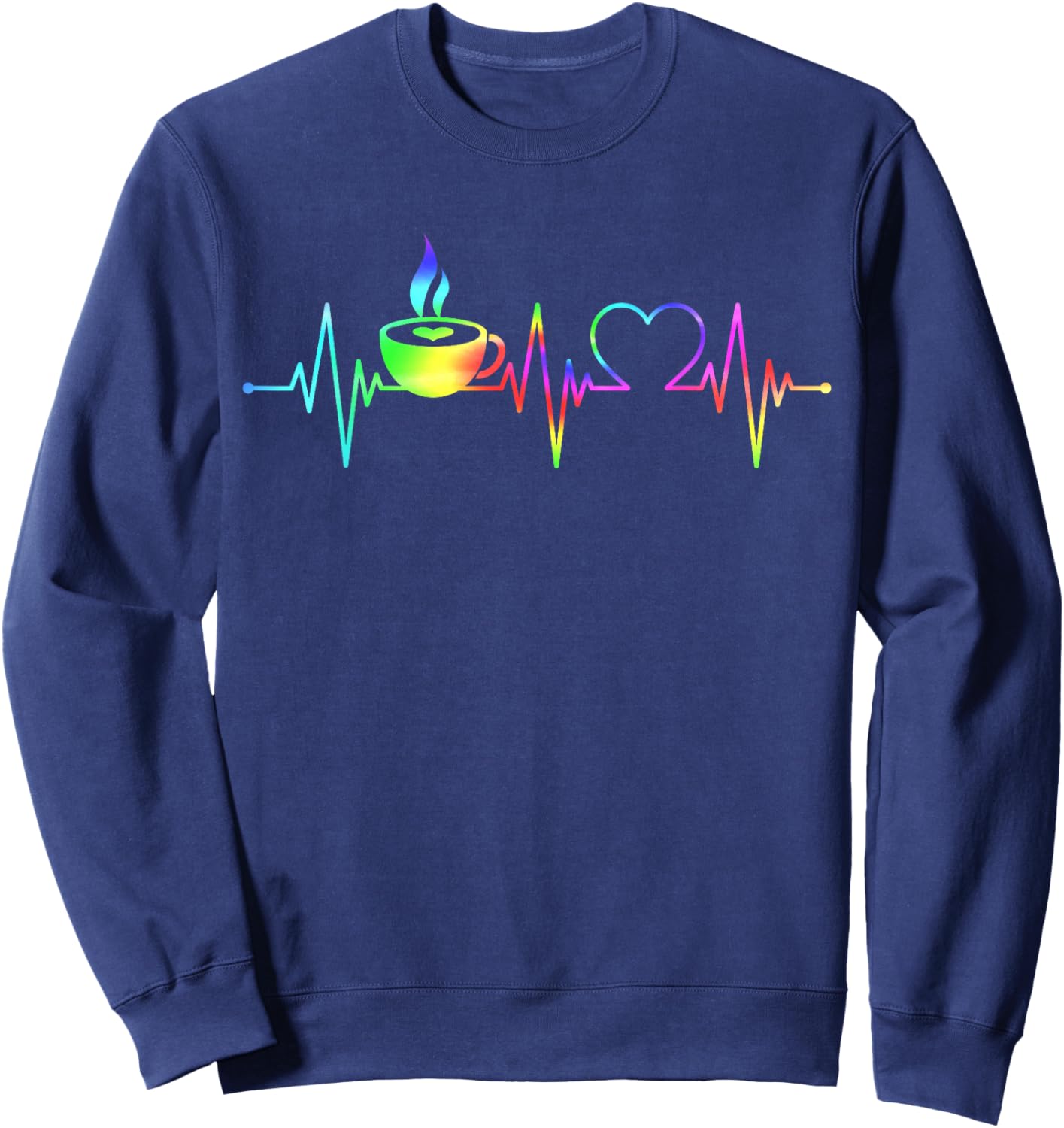 Funny Heartbeat Coffee Lovers Coffee Cup Frequency Women Sweatshirt - Sweatshirt | Navy