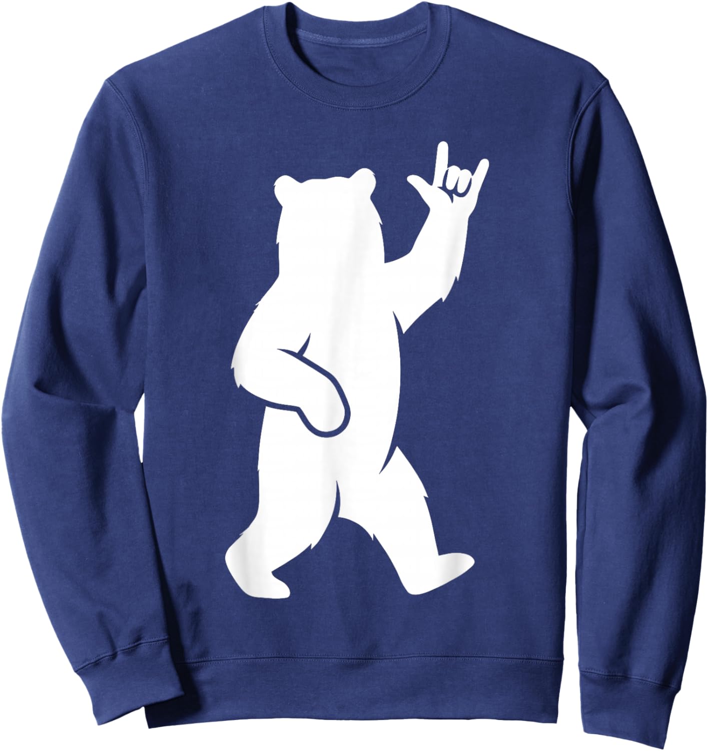 Bear I Love You Hand Sign Language Cute ASL Valentine's Day Sweatshirt - Sweatshirt | Navy
