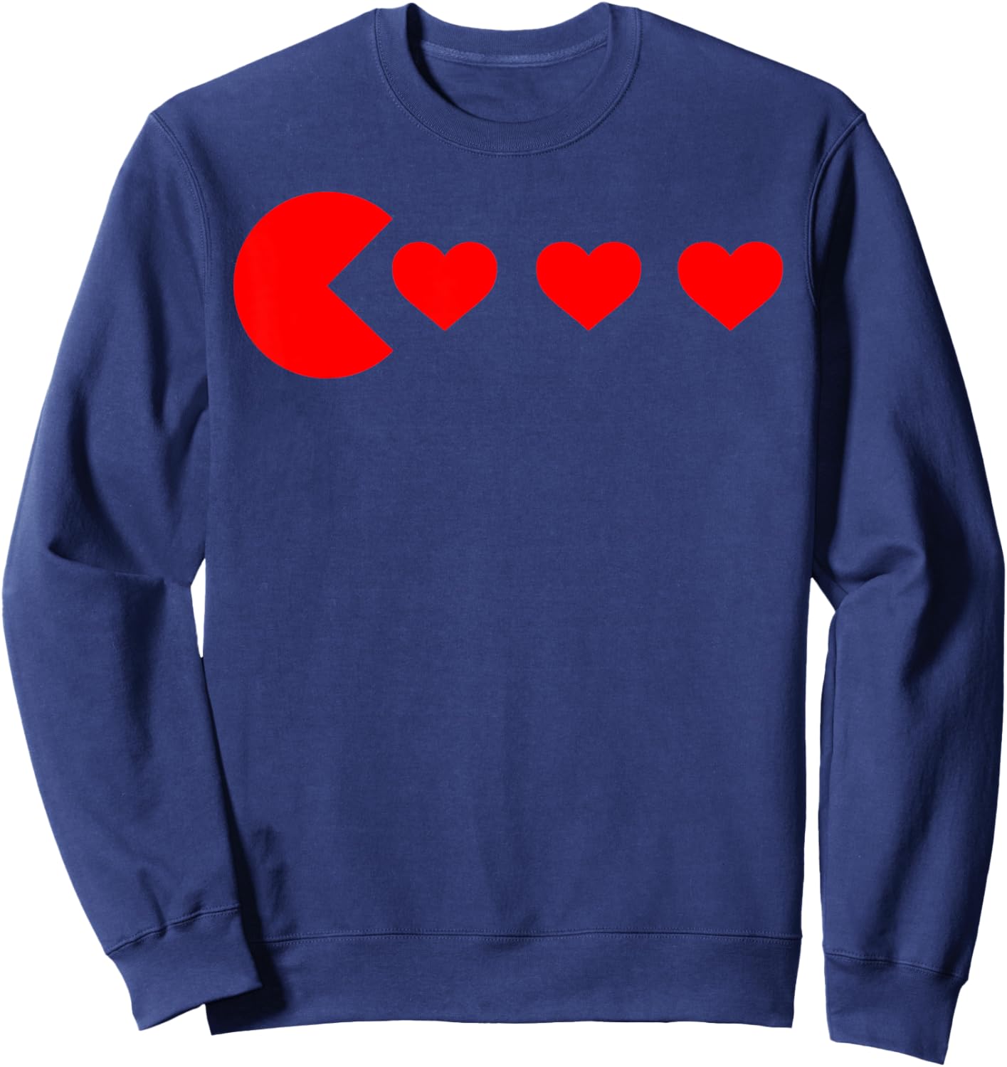 Valentines Day Retro Game Eating Red Hearts Gaming Matching Sweatshirt - Sweatshirt | Navy