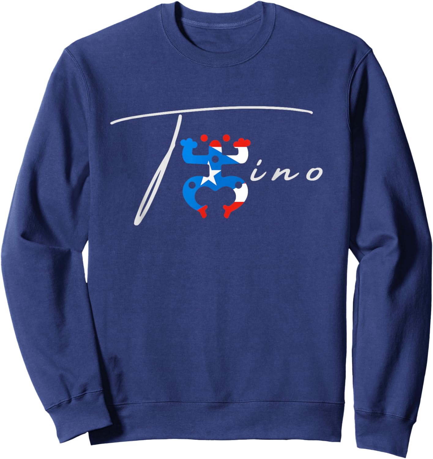 Funny Frog Coqui Puerto Rico Taino Hispanic Flag Sweatshirt - Sweatshirt | Navy